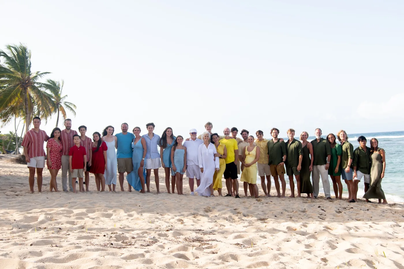 The Day family gathered together on a Dominican Republic beach during a family retreat